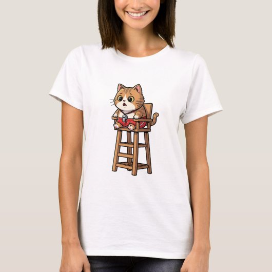 Surprised Lifeguard Cat T-shirt (Voorkant)