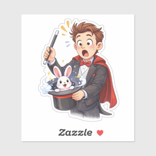 Surprised Magician Rabbit Custom-Cut Vinyl Sticker (Feuille)
