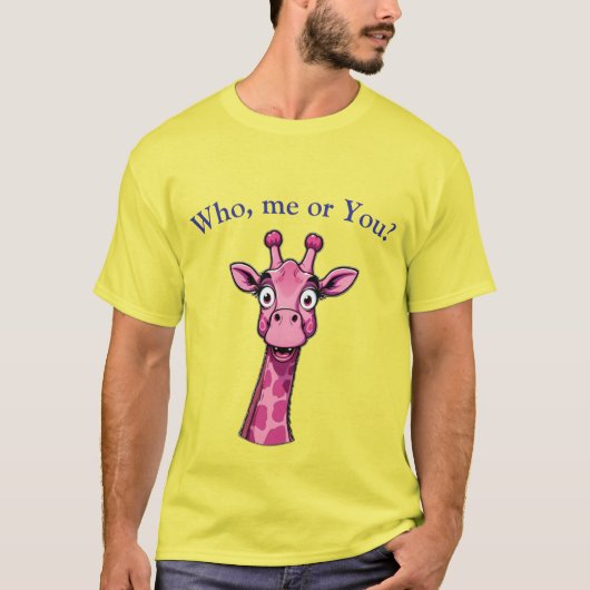 Surprised Pink Giraffe T-shirt (Voorkant)