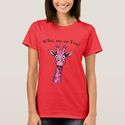 Surprised Pink Giraffe T-shirt (Voorkant)