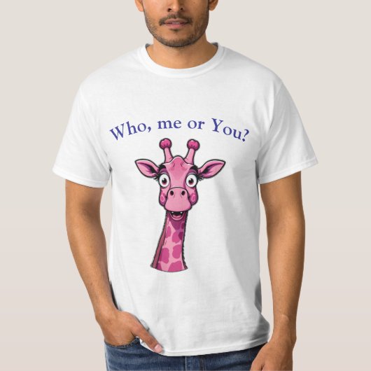 Surprised Pink Giraffe T-shirt (Voorkant)