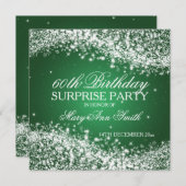 Surprising Birthday Party Sparkling Wave Green Kaart (Voorkant / Achterkant)