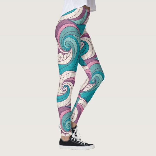 Surreal Abstract Waves Pattern – Dreamlike Fluid Leggings (Rechts)