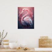 Surreal abstracte roze flamingo poster (Keuken)
