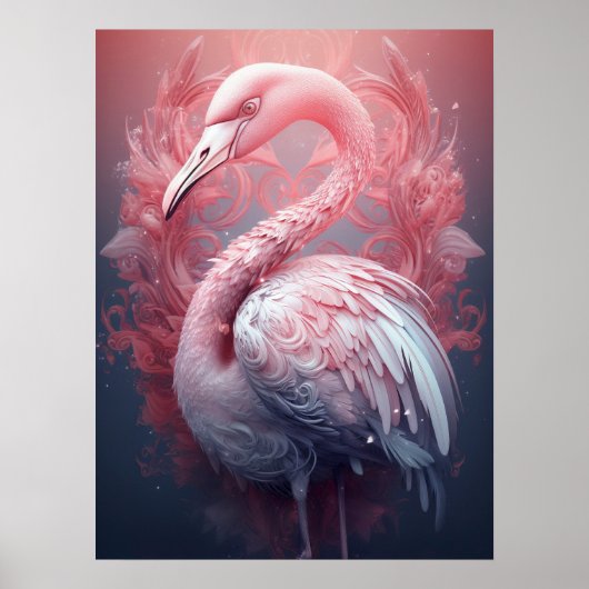 Surreal abstracte roze flamingo poster (Voorkant)