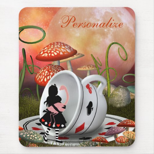 Surreal Alice, Flamingo & Teacup Mousepad Muismat (Voorkant)