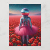 Surreal astronaut in a pink tutu disco ball head  briefkaart (Voorkant)
