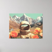 Surreal Astronaut In Flower Field Canvas Afdruk (Voorkant)