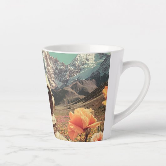 Surreal Astronaut In Flower Field Latte Mok (Rechts)