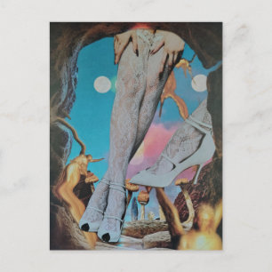 Surreal benen in kant en hoge hakken collage briefkaart