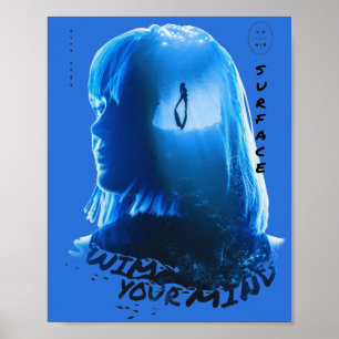 Surreal blauwe onderwater oceaan meisje dubbele be poster