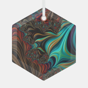 Surreal Blauwgroen Twist Fractal Double Helix 3-D Glas Ornament