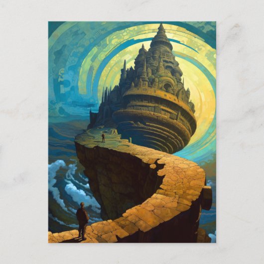 Surreal Castle Landscape Fantasy Art Briefkaart (Voorkant)