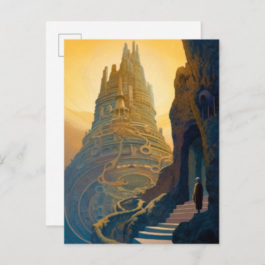 Surreal Castle op Mountain Landscape Fantasy Art Briefkaart (Voorkant / Achterkant)