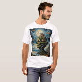 Surreal Castle Skull Fantasy T-shirt maanverlichte (Voorkant volledig)
