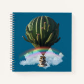 Surreal Cat Hot Air Balloon with Cactus & Rainbow Notitieboek (Voorkant)