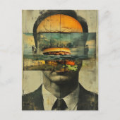 Surreal Cheeseburger Persoon Stad Water Abstract Briefkaart (Voorkant)