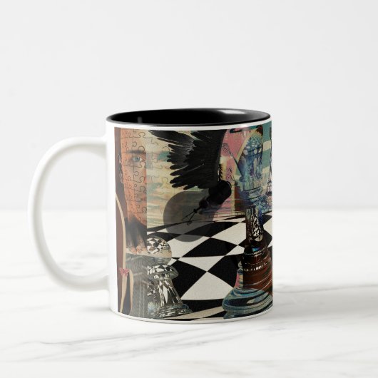 Surreal chess game tweekleurige koffiemok (Links)