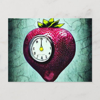 Surreal Clock Strawberry Briefkaart