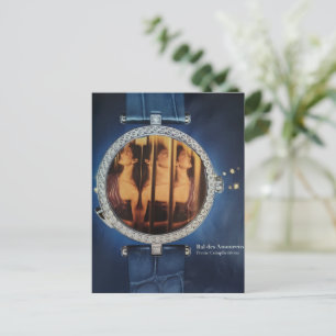 Surreal collage vrouw in een blauwe horloge  briefkaart