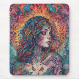 "Surreal Color Swirl Lady" Art Mouse Pad Muismat