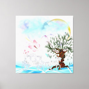 Surreal Crystal Horse Carriage Wrapped Canvas Afdruk