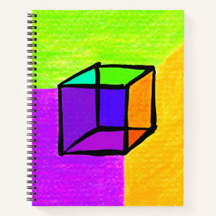 Surreal Cube met de hand getrokken geometrische fi Notitieboek