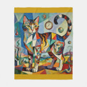 Surreal Cubist Style Cat Art Fleece Deken (Voorkant)