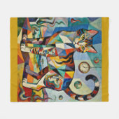 Surreal Cubist Style Cat Art Fleece Deken (Voorkant (Horizontaal))