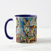 Surreal Cubist Style Cat Art Mok (Links)