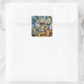 Surreal Cubist Style Cat Art Vierkante Sticker (Tas)