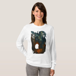 Surreal Dark Cityscape Art Ghostly Figure Painting T-shirt
