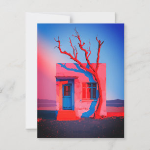 Surreal Desert House Muurkunst - Minimalistisch Briefkaart