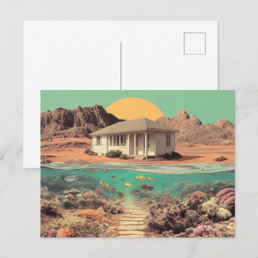 Surreal Desert House with Underwater Reef Briefkaart (Voorkant / Achterkant)