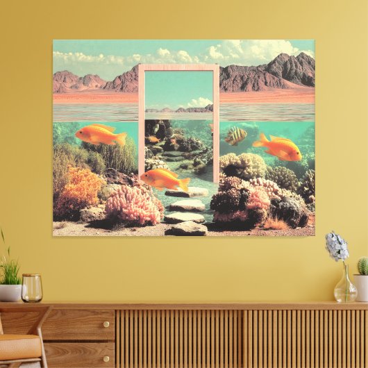 Surreal Desert Ocean with Door Canvas Afdruk (Insitu (Woonkamer))
