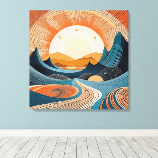 Surreal Desert Sunset Abstract Canvas Afdruk (Insitu (Houten vloer))