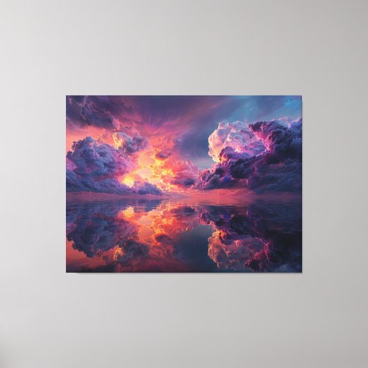 Surreal Dramatic Clouds With Fiery Sunset Canvas Afdruk (Voorkant)