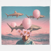 Surreal Dreamscape with Sharks and Balloons Fleece Deken (Voorkant (Horizontaal))