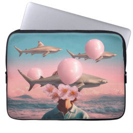 Surreal Dreamscape with Sharks and Balloons Laptop Sleeve
