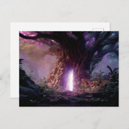 Surreal Enchanted Tree With Glowing Portal Briefkaart