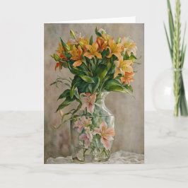 Surreal Fantasy Art Vase of Lily Flowers Noteer Ka Kaart