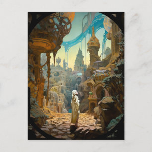 Surreal Fantasy City Landscape Art Briefkaart