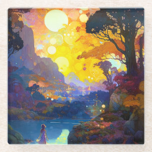 Surreal Fantasy Landscape Art Glazen Onderzetter
