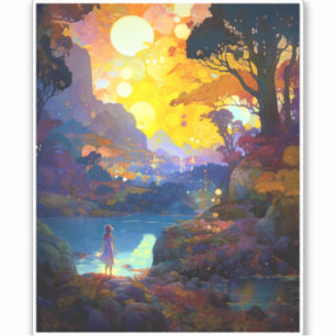 Surreal Fantasy Landscape Art Sticker