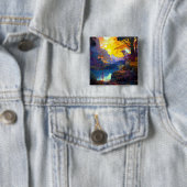 Surreal Fantasy Landscape Art Vierkante Button 5,1 Cm (In situ)