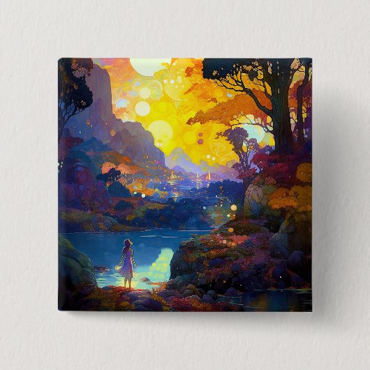 Surreal Fantasy Landscape Art Vierkante Button 5,1 Cm (Voorkant)