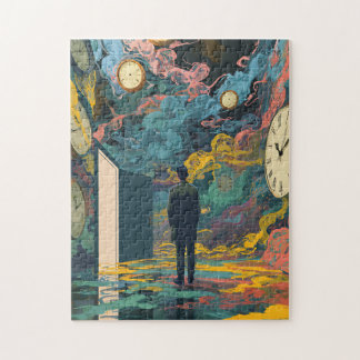 Surreal Figure Room Swirling Clocks Smoke Wall Art Legpuzzel