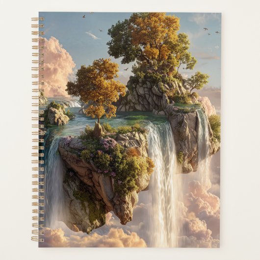 Surreal Floating Cliffs With Waterfalls Planner (Voorkant)