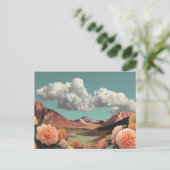 Surreal Floral Mountainscape With Dramatic Clouds Briefkaart (Staand voorkant)