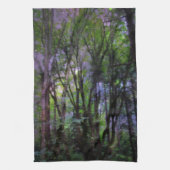 Surreal Forest met milde lampjes Theedoek (Verticaal)